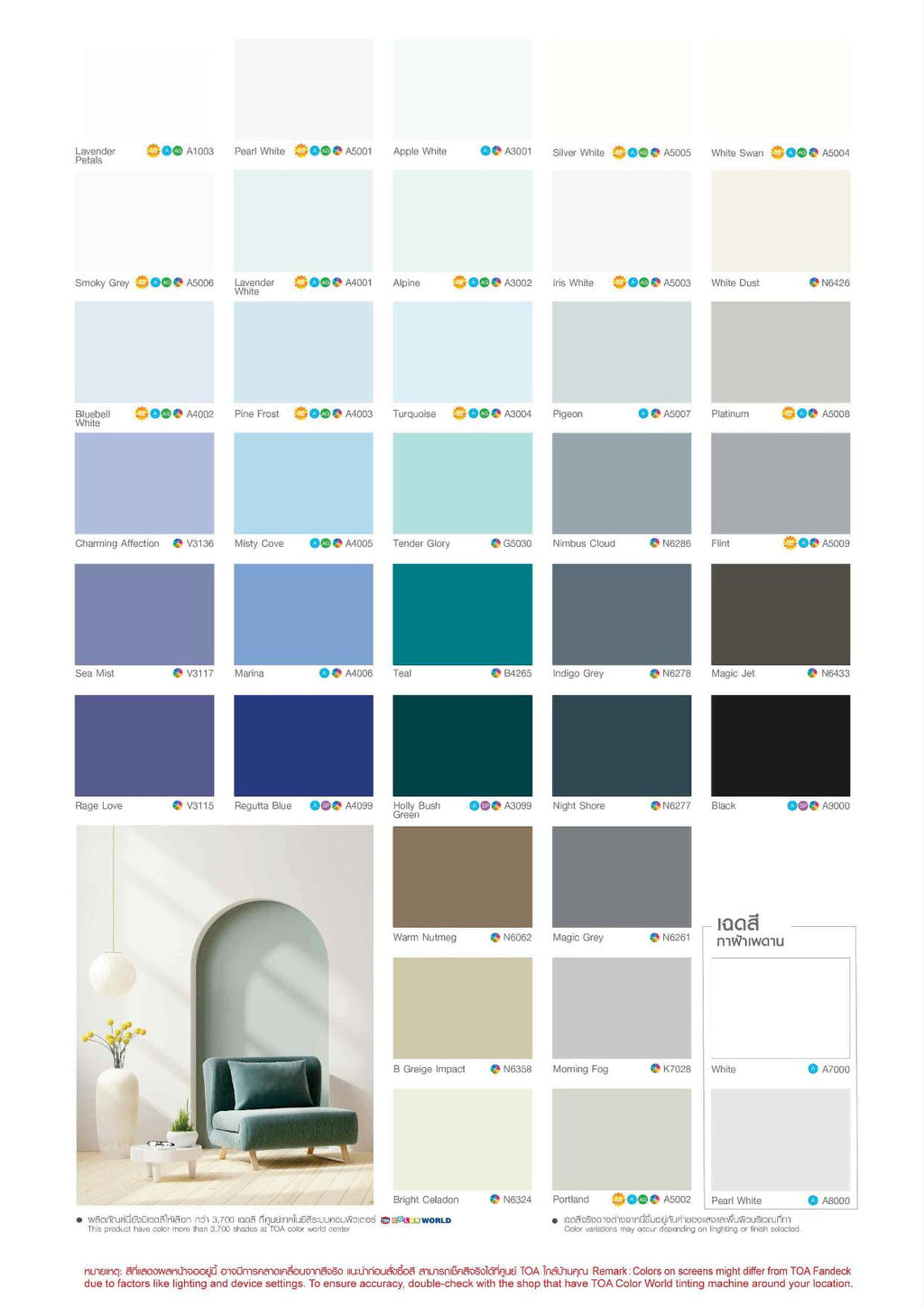 สี TOA โฟร์ซีซั่นส์ สีขาว ทาภายในและภายนอก ชนิดด้าน ขนาด 1/4 แกลลอน TOA 4 Season สีทาบ้าน
